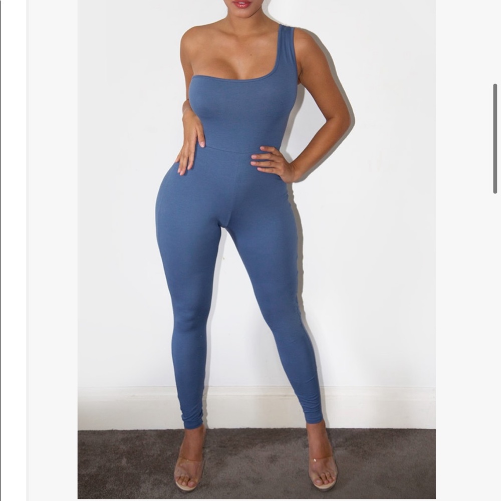 Dusty Blue Cotton Jumpsuit